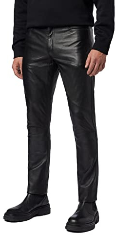 RICANO Slim Fit, Herren Lederhose/Lederjeans (Regular Waist), echtes Lamm Leder