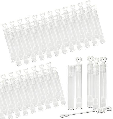 Kleenes Traumhandel 48x Seifenblasen - Wedding Bubbles mit Herzgriff für Hochzeiten - 2x24er Pack - befüllt - gefüllt