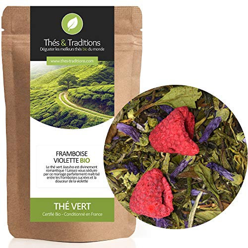 Thé vert Bio Violette framboise | Sachet 100g vrac | ★ Certifié Agriculture biologique ★