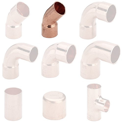 Fittingstore - Kupfer Lötffinge Bogen Winkel Muffe Kappe T-Stück verschiedene Größen (Bogen 45° i/a - 28 mm)