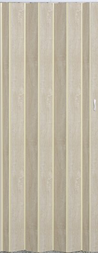 Falttür Schiebetür Tür Sonoma Eiche hell farben mit Riegel/Verriegelung Höhe 202 cm Einbaubreite bis 96 cm Doppelwandprofil Neu TOP-Qualität