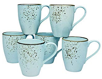 CreaTable 30 cl, LIGHTBLUE, 22068, Serie Nature Collection, 6-teiliges Geschirrset, Kaffeebecher aus Steinzeug, spülmaschinen-und mikrowellengeeignet, Qualitätsproduktion