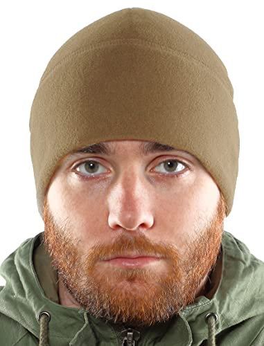 2Sabers Fleece-Wintermütze – Herren – Armee Militär Taktische Totenkopf-Mütze - Braun - Large