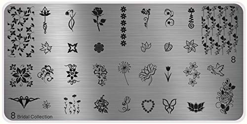 MoYou Lot de 8 assiettes de mariage XL Motif fleurs élégantes Roses Cœurs
