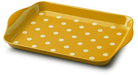 Zeal Bandeja de melamina con diseño de lunares (18 x 14 cm), color mostaza