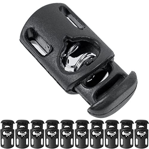 Kordel Stopper, 1-Loch, 10 Stück, Schwarz, für bis Ø 4 mm Kordeln, Band Klemme Jacke, Bekleidung, Rucksack, Gummikordel Stopper, Schnellverschluss Schnürsenkel, Schnur Rutsche, Tanka Kordelstopper