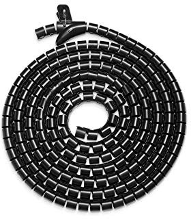 DIGITUS Tubo flessibile a spirale per la gestione dei cavi - 5 m - Con supporto per l'inserimento - Tagliabile - Estensibile - Nero