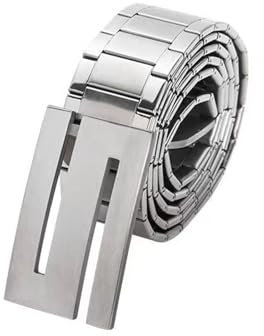 KSTYLE Selbstverteidigungsgürtel, Herren-Edelstahl-H-förmige Kopfschnalle Business Anti-Rost-Gürtel, Metall Persönlichkeit Jugend Extended Outdoor Taktischer Gürtel (100-140CM),105cm