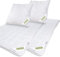 Julido 4-Jahreszeiten-Bett Komplettset 2xBettdecke 135x200cm mit 550+800g Füllung 2xKissen 80x80cm 1000g Füllung Steppbett Bett mit Druckknöpfen Ganzjahresdecke für Allergiker geeignet
