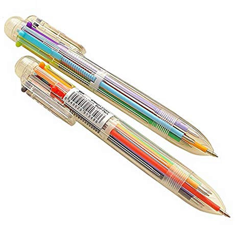 N-K 6-in-1 Druckkugelschreiber 6-Farben-Kugelschreiber Mehrfarben-Kugelschreiber für Büroschulbedarf 1 Stück Schreibwaren Bürobedarf Nützlich und praktisch