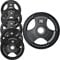 Olympic Weight Plate Tri Grip Disc Rubber Coated Cast Iron Weights Plate Set Solid Lifting Plates 3 Handles Portable Vinyl for Deadlift Barbell Dumbbell Bars Strength Training Home Gym Fitness Workout