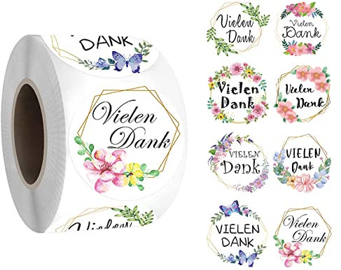 runde DANKE Aufkleber SCHÖN DASS DU DA BIST 4cm Selbstklebende Kraftpapier Sticker für Hochzeit Taufe Kommunion Geburtstag Gastgeschenke give-Away Deko Feste Geschenke Präsente (DANKE)