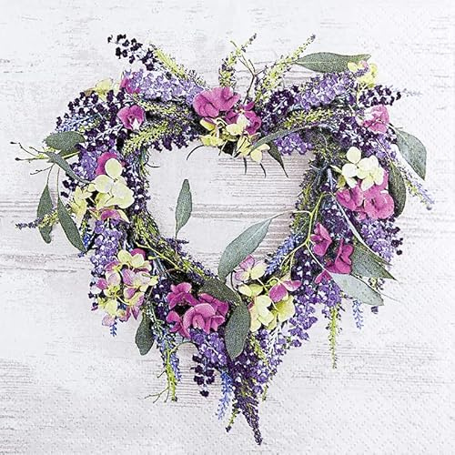20 Servietten Liebevoll gestalteter Kranz | Blumen | Sommer | Herbst | basteln | neutral | zeitlos | Tischdeko | Decoupage | Serviettentechnik 33x33cm