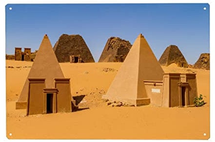 artboxONE Metall-Poster 30x45 cm Architektur Die Pyramiden bei Meroe von Künstler Die Welt Tanzt Farben