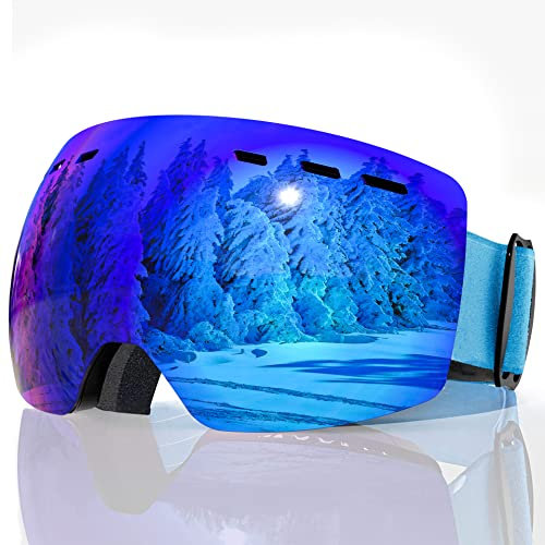 Dufuso Unisex Skibrille Herren Damen ski brille Pro, 100% UV-Schutz Schneebrille Skibrille, Antibeschlag skibrillen schutz für Snowboarding/Motorrad/Schneesport