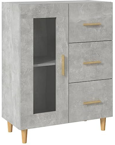 vidaXL Grey Sideboard - Durable Engineered Wood with Glass Door, 3 Drawers and Ample Storage Space for Living Room or Bedroom