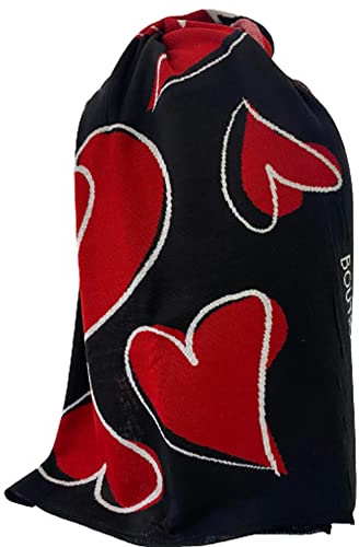 Moschino Sciarpa nera con cuori rossi