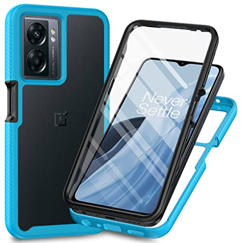 SEAHAI Transparente Funda para OPPO A57s / OPPO A57 4G, [Protector de Pantalla Incorporado] Estuche Antigolpes Militar Caso PC + TPU Bumper Silicona Anti-caída Carcasa - Azul Claro