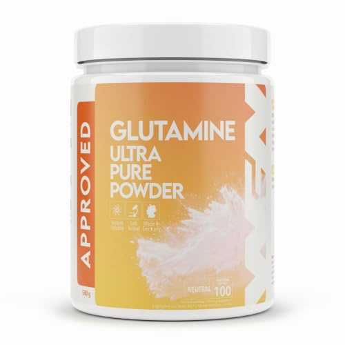 WFN Approved Glutamine - L-Glutamin Pulver vegan - 500g Dose - Glutamin Ultrapure - Hochdosiert & Geschmacksneutral - Ohne Zusätze - 100 Portionen - Produziert & Laborgeprüft in Deutschland