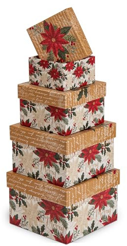 Rechteckige Aufbewahrungsbox mit Deckel Weihnachten Geschenkbox Karton Pappschachteln Ordnungsboxen Geschenkkarton für Geschenke, Spielzeug, Geschenkverpackung, 4er Set