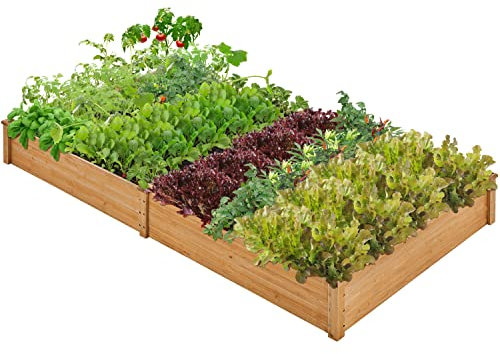Yaheetech Hochbeet Pflanzkasten Palettenrahmen DIY mit 2 Pflanzbereichen aus Holz Wetterfest Aufsatzrahmen Gartenbeet Gemüsebeet Kräuterbeet für Garten Terrasse Balkon 234,5 × 120,5 × 25,2 cm