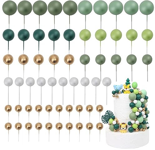 LARDUX 60 PCS Tortendeko kugeln-tortendeko geburtstag mit Wild One Mini Ballon Cupcake DIY Einsatz für Kinder Geburtstag Party Baby Dusche Mädchen Jungen- Grün