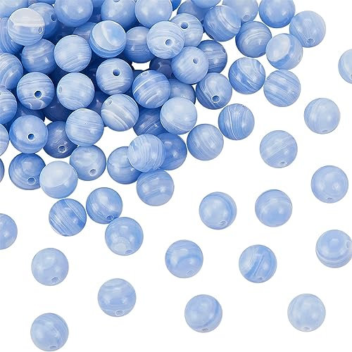 OLYCRAFT 120~128 Pezzi 6mm Agata Blu Naturale Pizzo Perline Pietra Rotonda Sciolta con Foro 0,8mm Agata Blu Rotonda Fili Perline Gemma Sciolta Perline Energia per Gioielleria Artigianato Fare