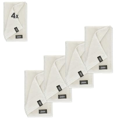 SCHÖNER WOHNEN Gästehandtücher 30x50 weiß - Frottee Gästetuch Set im 4er Pack - Gesichtstücher Baumwolle Öko-Tex - klein - für Bad, WC, Baby, Kinder & Fitnessstudio - schnelltrocknend