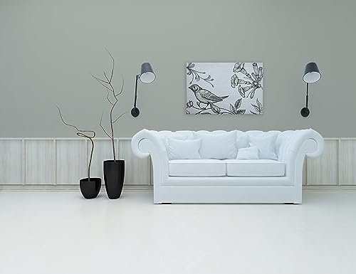 A.S. Création Leinwandbild Vogel im Landhausstil - Kunstdruck schwarz weiß - 90x60 cm Querformat - Moderne Wanddekoration Schlafzimmer Wohnzimmer Küche - Bild auf Keilrahmen