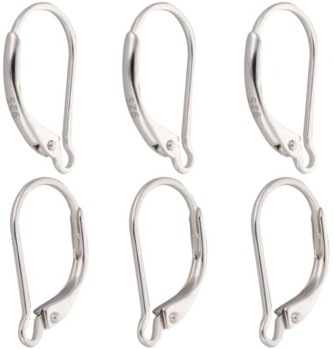 Beebeecraft 1 Box 8Pcs 925 Sterling Silver Leverback French Earring Hooks 17x10mm Interchangeable Dangle Ear Wire Findings for Jewelry Making