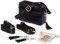 Salilena® Handtasche Damen schwarz (3in1), inkl. auswechselbarer Schultergurte und Metallösen (gold, silber, roségold), Umhängetasche Damen