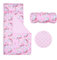 Schlafsack Kinder mit Kopfkissen Reißverschluss, Faltbare Kinderschlafsack mit Kissen Abnehmbar für Mädchen Jungen, Leicht Reinigen Schlafsack für Outdoor Indoor Camping, 150×60cm Rosa Einhorn