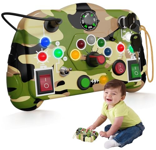 Cmiolacuna Busy Board Montessori 1 2 3 4 Ans Jeu Montessori avec Interrupteur Lumineux LED Montessori Jouet Parcours Motricité Bébé Cadeau Bébé Jouet Enfant 1 2 3 Ans