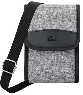 KIWIFOTOS Kompaktkamera Schultertasche, Crossbody Tasche, Kamera Schultertasche SLR/spiegellose Digitalkamera und Objektive für Canon, Nikon, Sony, Fujifilm, Ricoh mit Schultergurt (Grau)