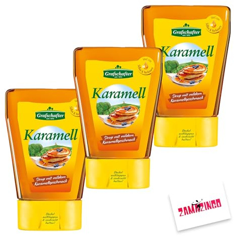 Grafschafter Sirup Karamell 500g | Herzhaft-süßer Brotaufstrich, Ideal zum Süßen & Verfeinern + Zama4Zingo Karte (3er Pack, Karamell)