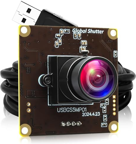 ALPCAM 5MP Global Shutter USB Camera Module, 60fps High Speed Webcam for PC | Lightburn Camera with No Distortion Lens, Plug and Play for Windows/Android/macOS/Linux/Raspberry Pi
