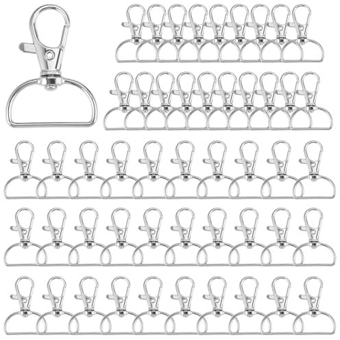50 Piezas Mosquetones Giratorio Inox, Llavero Giratorio con Anilla En D, Mosquetones para Bolsos, Gancho para Llavero, Giratorio 360°, para Manualidades DIY, Mochila, Bolso, Proyectos Costura