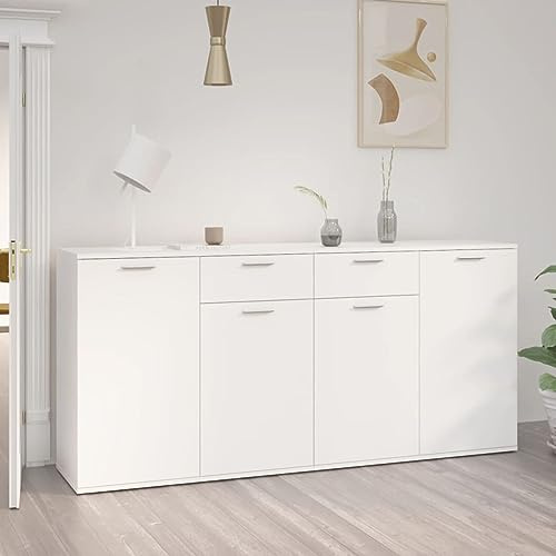 IKAYAA Anrichte, Sideboard Flur, Sideboards, Sideboard Schlafzimmer, Anrichte Sideboard, Sideboard Weiß 160x36x75 cm Holzwerkstoff
