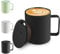 Homealexa 400 ml Coffee Mug, Double-Walled Vacuum Thermal Coffee Mug, Coffee and Tea Cup, Stainless Steel, Thermal Mug with Handle and Sliding Lid Black