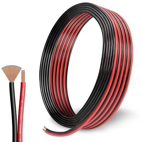 UCINNOVATE Elektrische Kabel CCA Draht 2 Leiter, 12 AWG Draht 50FT (Rot 25FT + Schwarz 25FT), Niederspannungsautokabel Lautsprecherkabel 12 Gauge PVC Autobatteriekabel 12V/24V DC