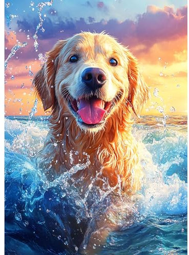 CEOVR Diamond Painting Kit Erwachsene Golden Retriever Diamond-painting,30x40 cm Diamant Paintings Kit,Spielender Hund Diamond Painting Bilder Set,5D DIY Diamond Painting Bilder Kit