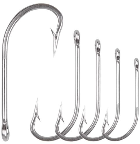 Stainless Steel Saltwater Fishing Hooks-50pcs/lot 34007 Extra Strong O'shaughnessy Forged Long Shank Fishing Hooks (6/0_50pcs)