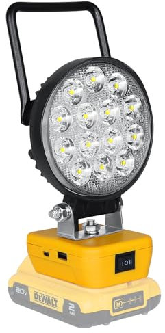 RIGIDON Cordless LED Work Light for Dewalt 18/20V Battery, 42W 4200LM Flashlight LED Flood Light with USB and Type C Charging Port Portable Outdoors Job Site Light(Without Battery)