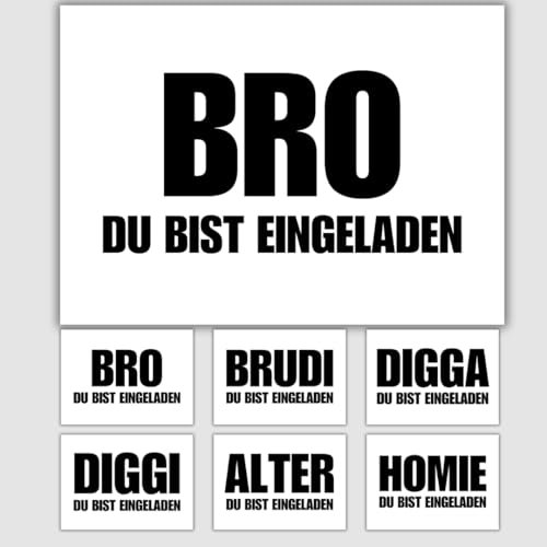 celebr8te 12x lässige Geburtstagseinladungen - BRO du bist eingeladen! Einladungskarten für Kindergeburtstag Jungen - Teenager Party Einladungskarten BIG MIX PACK