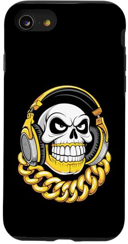 Lustiger Totenkopf-Charakter, Cartoon-Stil, Illustrationsgrafik Hülle für iPhone SE (2020) / 7 / 8