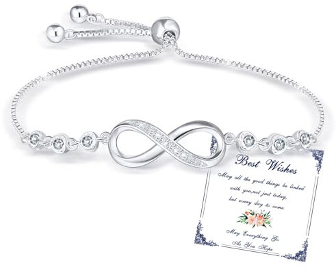 Esmoly Infinity Armband Damen Silber Tennisarmband mit Herz Zirkon Unendlichkeitszeichen Einstellbar Geschenke für Frauen (04)