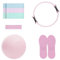 Pilates Essential Kit - Portable Fitness Equipment - with Toning Pilates Ring & Long Resistance Bands & Pilates Loop Bands & Soft Pilates Ball & Pilates Grip Socks (Pink)