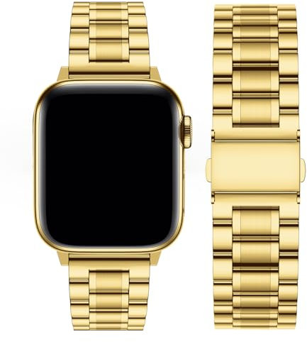Fullmosa Compatible with Apple Watch Straps 40mm 42mm(Series 11/10) 38mm 41mm, Stainless Steel Replacement iWatch Strap for Women Men for SE 3 2 1/Series 11 10 9 8 7 6 5 4 3 2 1, Gold