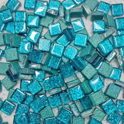 120g/4.23oz(Approx 120piece) Tiles 1cm Square DIY Multi Color Stones-Navy Blue-120g-4.23oz