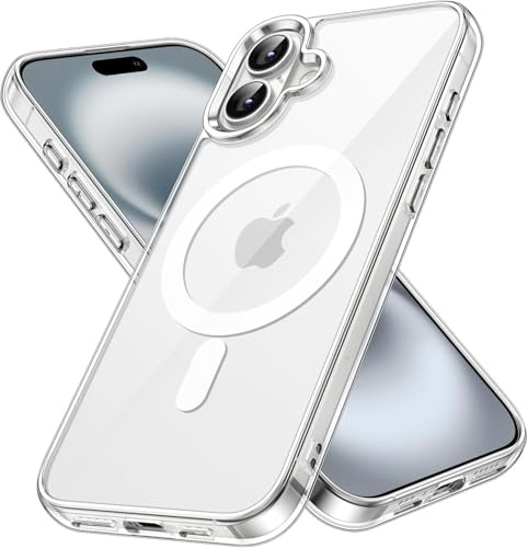 Desingel Cover Magnetica per iPhone 16 6,1 Pollici Compatibile con MagSafe, Antiurto Cellulare Paraurti Custodia, Anti-Graffio Retro Trasparente (Trasparente)